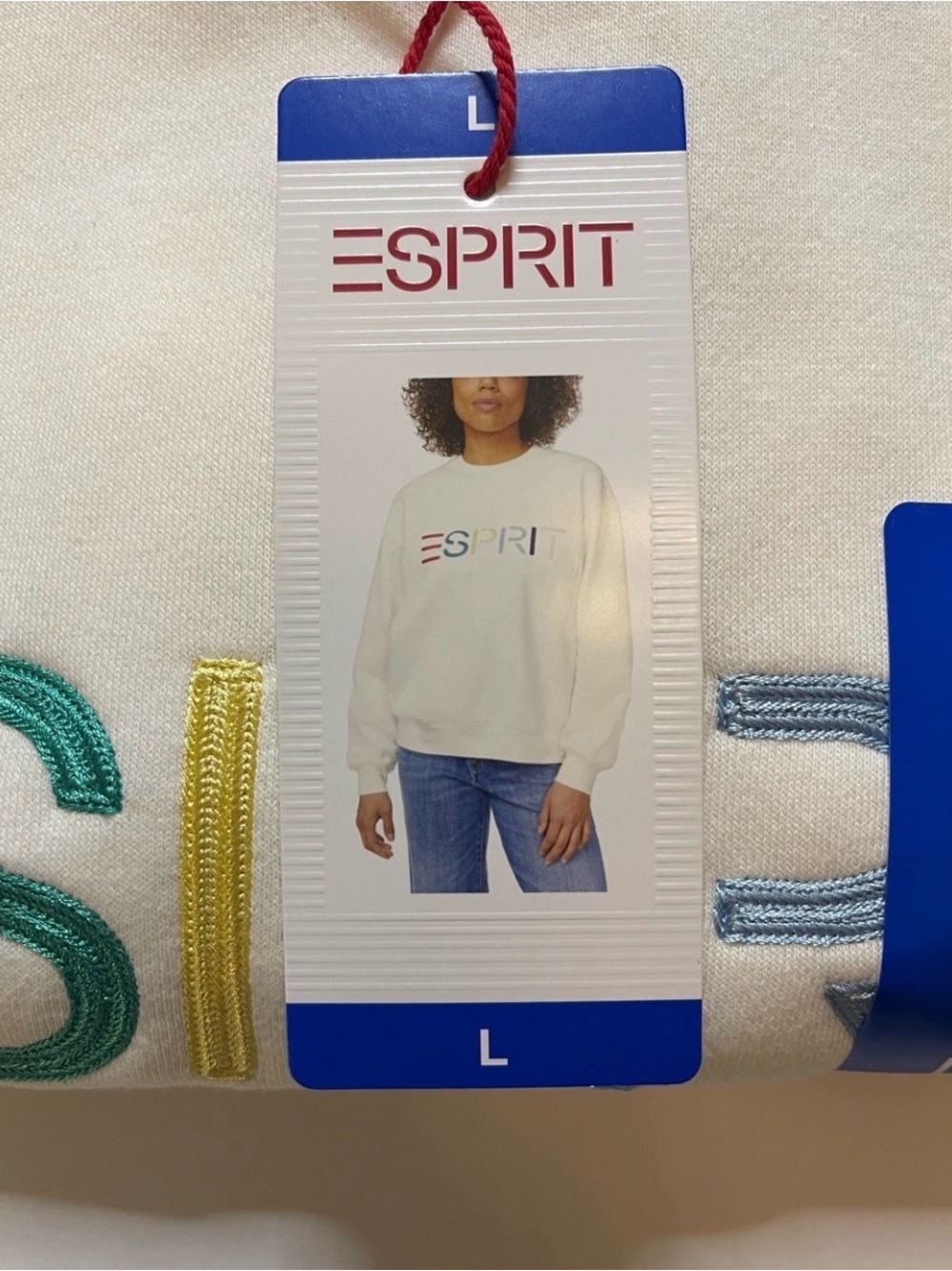Esprit Cream Sweatshirt with Rainbow Logo - Picture 3 of 3